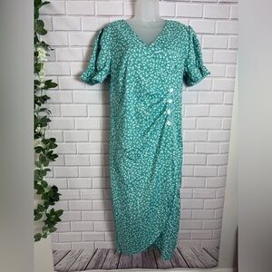 SHEIN woman Floral short sleeve Green Dress/ size L
